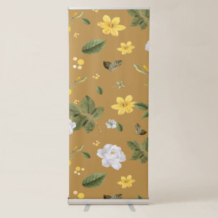 Yellow Flowers and White Roses 4 Retractable Banner