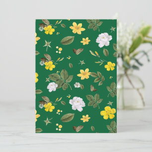 Yellow Flowers and White Roses 6 Thank You Card