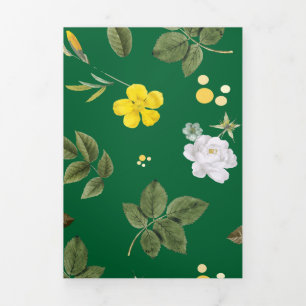 Yellow Flowers and White Roses 6 Tri-Fold Holiday Card