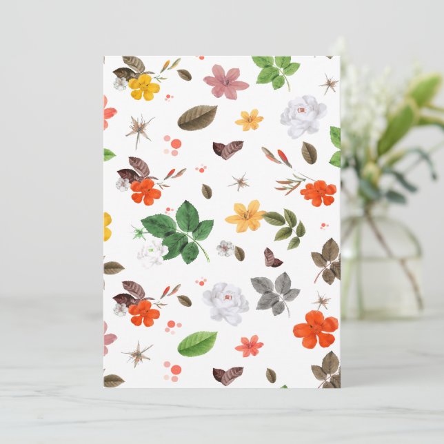 Yellow Flowers and White Roses 7 Thank You Card (Standing Front)