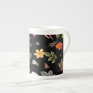 Yellow Flowers and White Roses 8 Bone China Mug