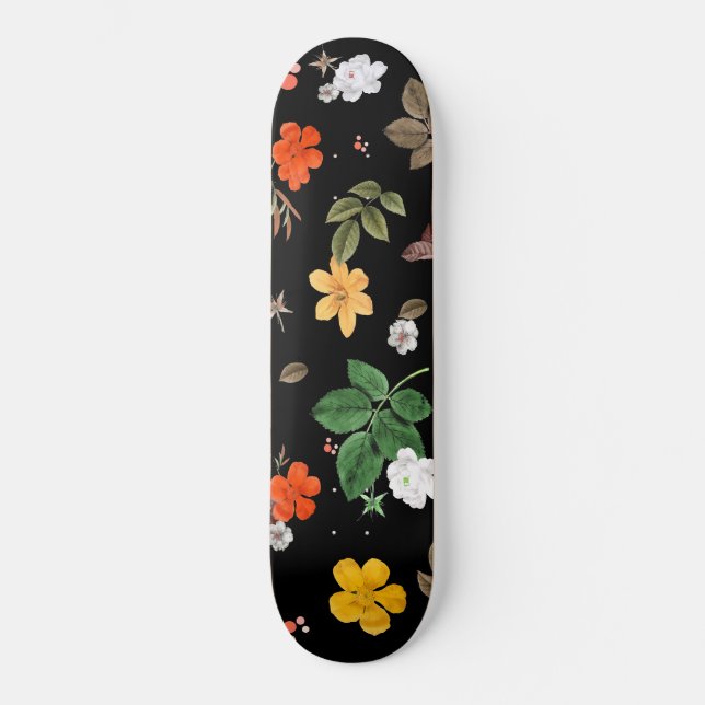 Yellow Flowers and White Roses 8 Skateboard (Front)