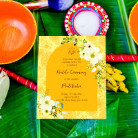 Yellow flowers arch Budget Haldi Invitation