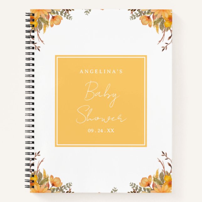 Yellow Flowers Baby Shower Gift List Notebook (Front)