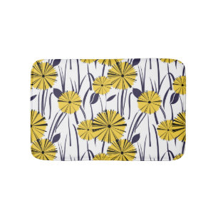 Yellow flowers bath mat