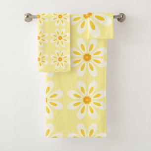 Yellow flowers bath towel set