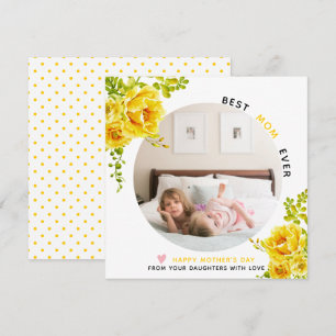 Yellow flowers Best Mum Ever Mother's Day photo Ho Holiday Card