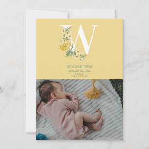 Yellow Flowers Birth Stats Birth Announcement 
