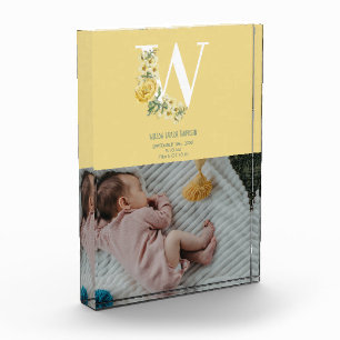 Yellow Flowers Birth Stats Birth Announcement Photo Block