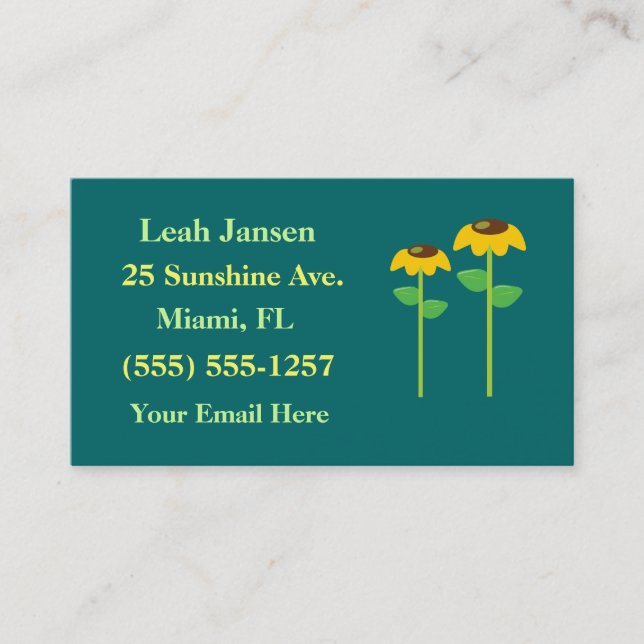 Yellow Flowers Business Cards (Front)