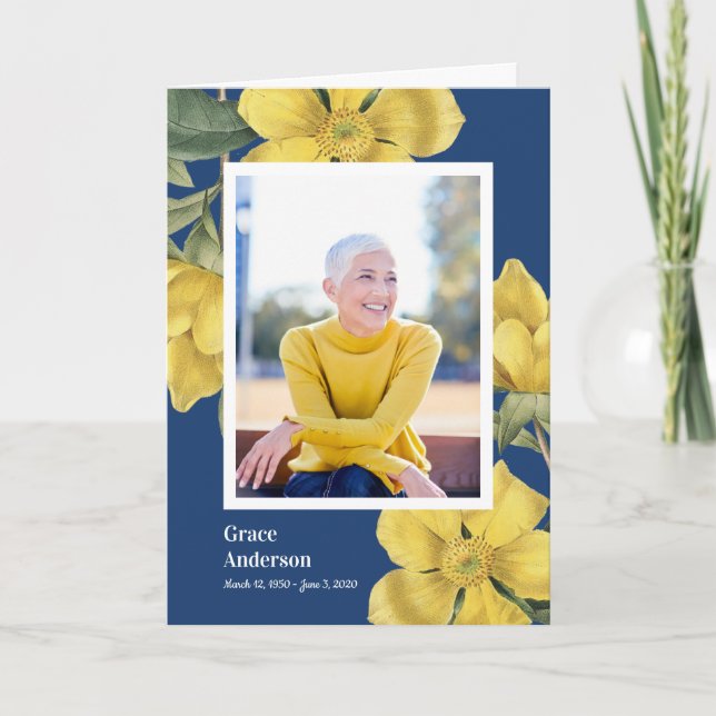 Yellow Flowers Celebration of Life Program Programme (Front)