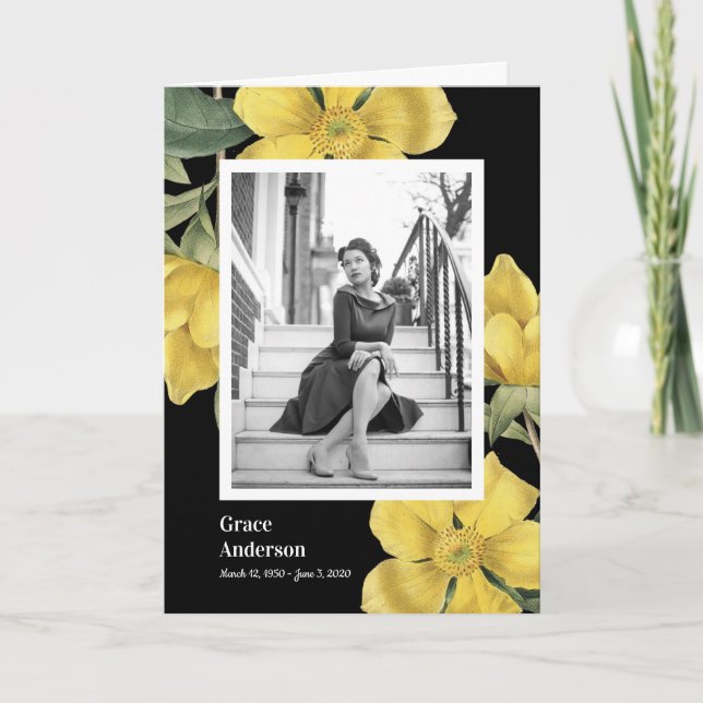 Yellow Flowers Celebration of Life Program Programme (Front)