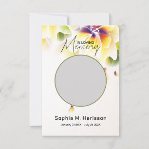 Yellow Flowers Custom Photo Funeral Thank You Card