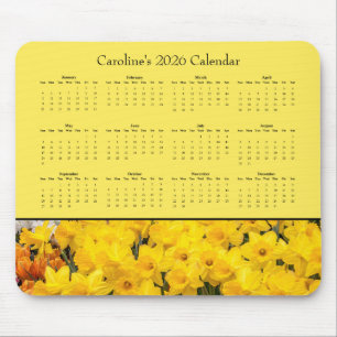 Yellow Flowers - Customizable 2026 calendar Mouse Mat