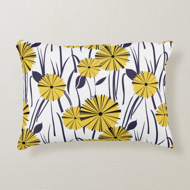 Yellow flowers decorative cushion (Front)