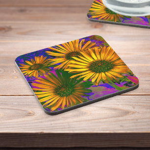 Yellow Flowers Elegant Art Floral Pretty Modern Coaster