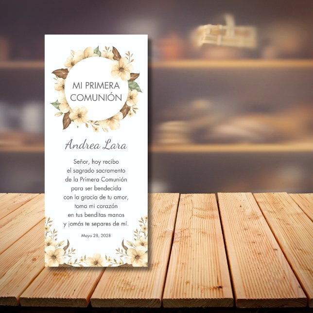Yellow Flowers First Communion Bookmark in Spanish (Creator Uploaded)