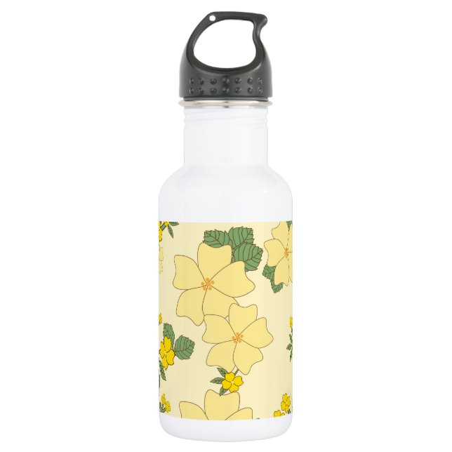 Yellow Flowers, Floral Pattern, Pattern Of Flowers 532 Ml Water Bottle (Front)