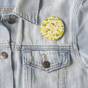 Yellow Flowers, Floral Pattern, Pattern Of Flowers 6 Cm Round Badge