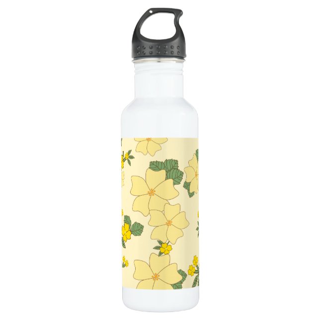 Yellow Flowers, Floral Pattern, Pattern Of Flowers 710 Ml Water Bottle (Front)