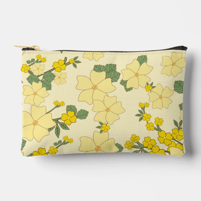 Yellow Flowers, Floral Pattern, Pattern Of Flowers Accessory Pouch (Front)
