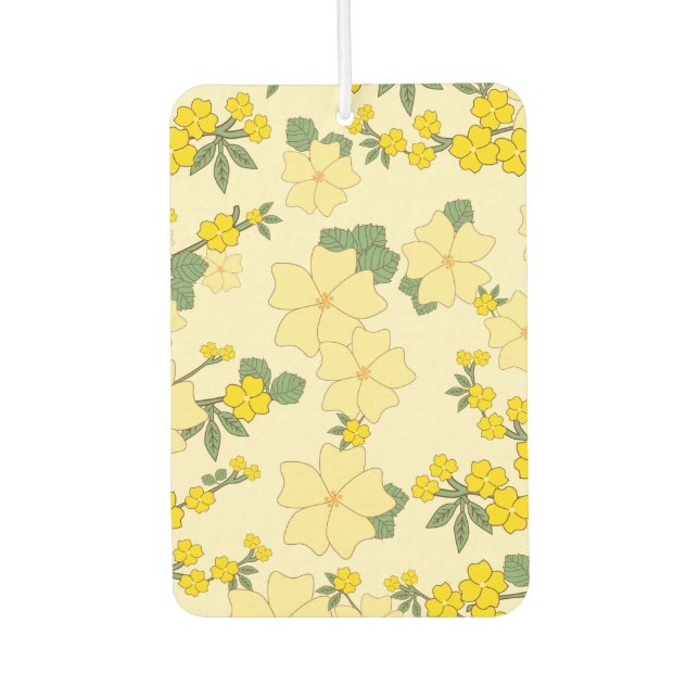 Yellow Flowers, Floral Pattern, Pattern Of Flowers Car Air Freshener (Front)