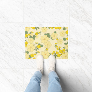 Yellow Flowers, Floral Pattern, Pattern Of Flowers Doormat