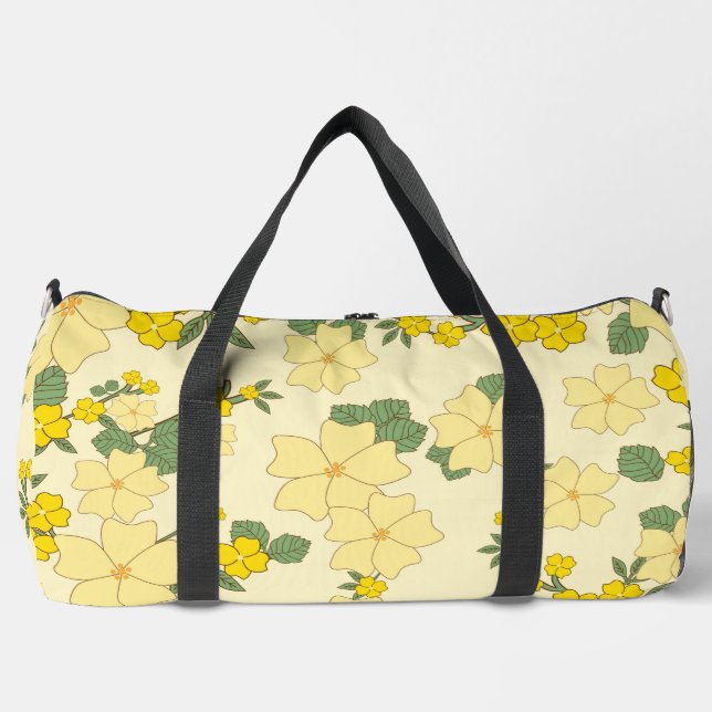 Yellow Flowers, Floral Pattern, Pattern Of Flowers Duffle Bag (Front)