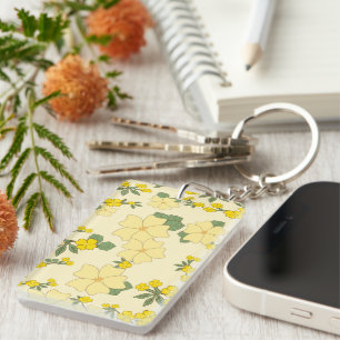 Yellow Flowers, Floral Pattern, Pattern Of Flowers Key Ring