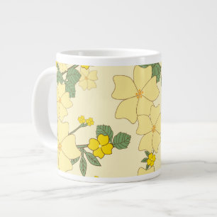 Yellow Flowers, Floral Pattern, Pattern Of Flowers Large Coffee Mug