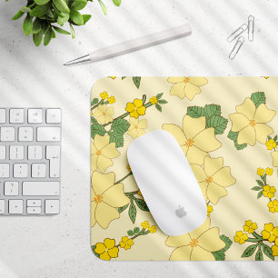 Yellow Flowers, Floral Pattern, Pattern Of Flowers Mouse Mat
