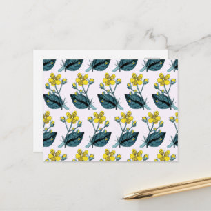Yellow Flowers, Floral Pattern, Pattern Of Flowers Postcard