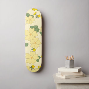 Yellow Flowers, Floral Pattern, Pattern Of Flowers Skateboard