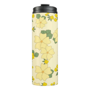 Yellow Flowers, Floral Pattern, Pattern Of Flowers Thermal Tumbler