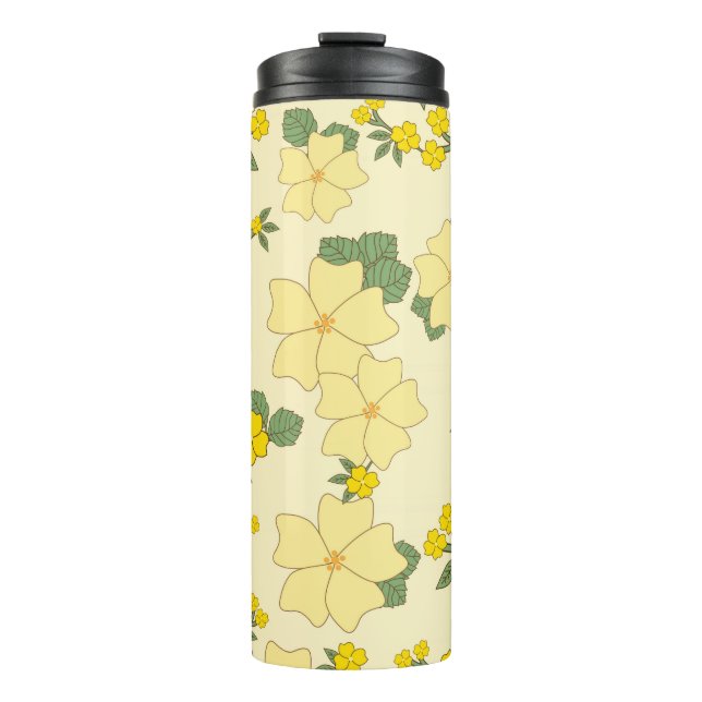 Yellow Flowers, Floral Pattern, Pattern Of Flowers Thermal Tumbler (Front)