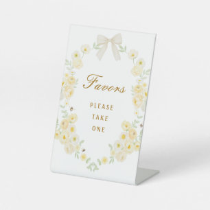 Yellow Flowers Frame Bow Favours Pedestal Sign