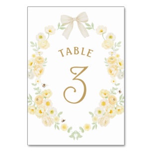 Yellow Flowers Frame Bow Table Number