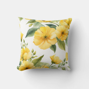 Yellow Flowers Garden Soft Watercolor Cushion