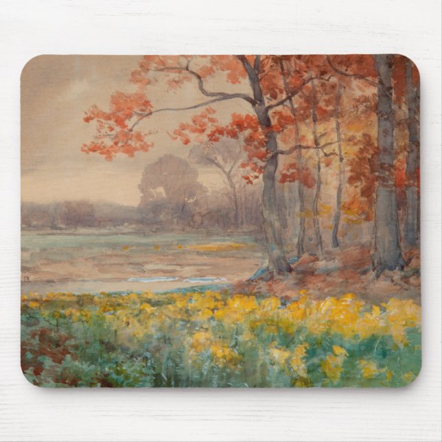 Yellow Flowers Grey Day, 1911 Mouse Mat (Front)