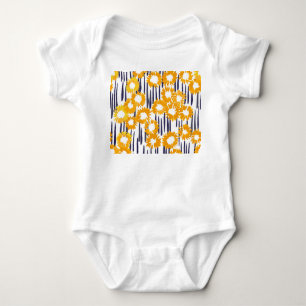 Yellow Flowers: Hand-Painted Vintage Baby Bodysuit