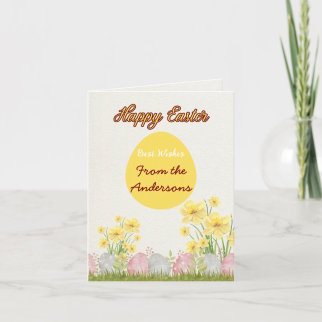  Yellow Flowers Happy Easter Best Wishes From  Holiday Card (Front)
