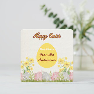  Yellow Flowers Happy Easter Best Wishes From  Holiday Card