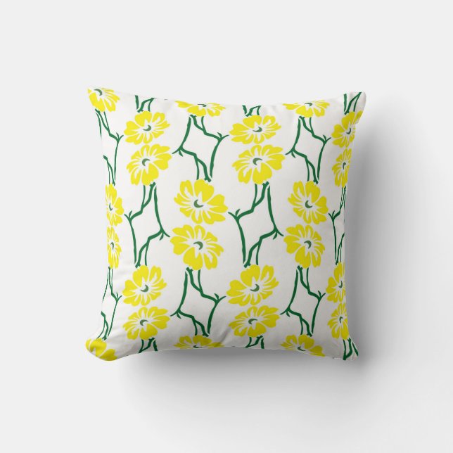 Yellow Flowers: Illustrated Seamless Pattern Cushion (Front)