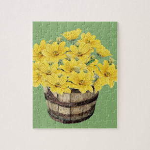 yellow flowers in a basket jigsaw puzzle