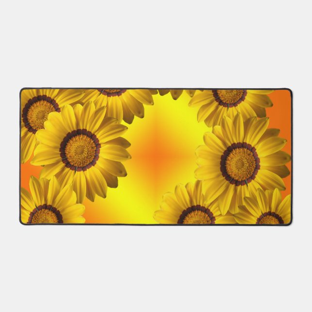 Yellow flowers in sunlight desk mat (Front)