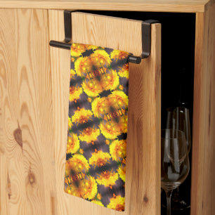 Yellow Flowers In Sunshine Abstract Pattern      Tea Towel