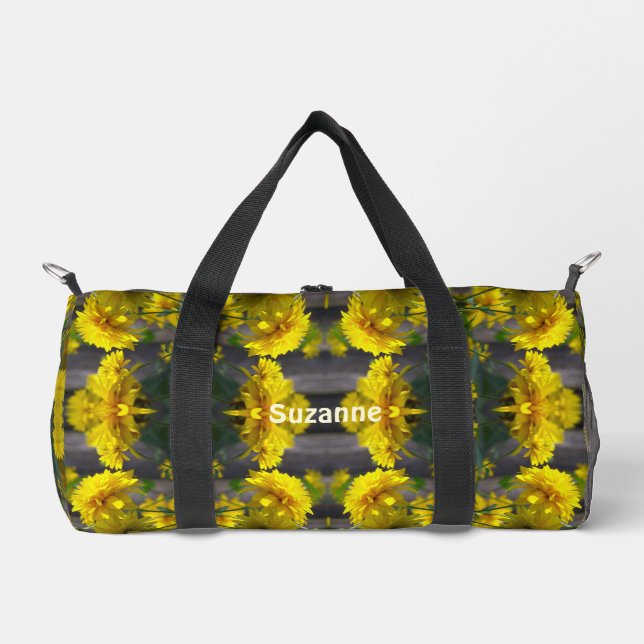 Yellow Flowers In Sunshine Abstract Personalised Duffle Bag (Front)