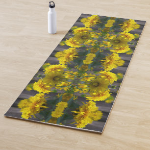Yellow Flowers In Sunshine Abstract Yoga Mat
