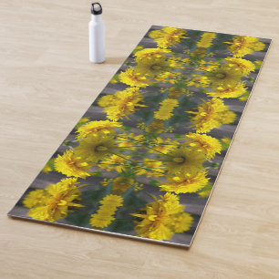 Yellow Flowers In Sunshine Abstract Yoga Mat