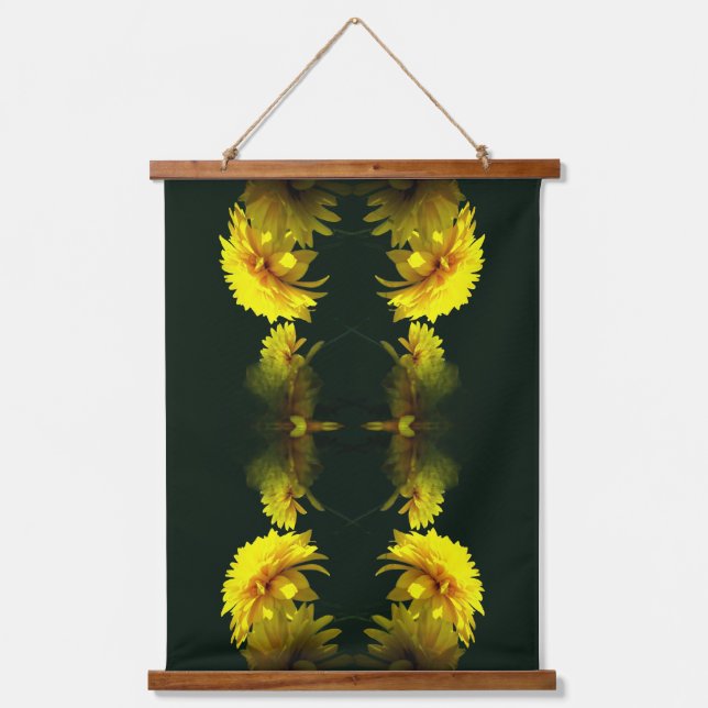 Yellow Flowers In Sunshine Floral Abstract Hanging Tapestry (Front)